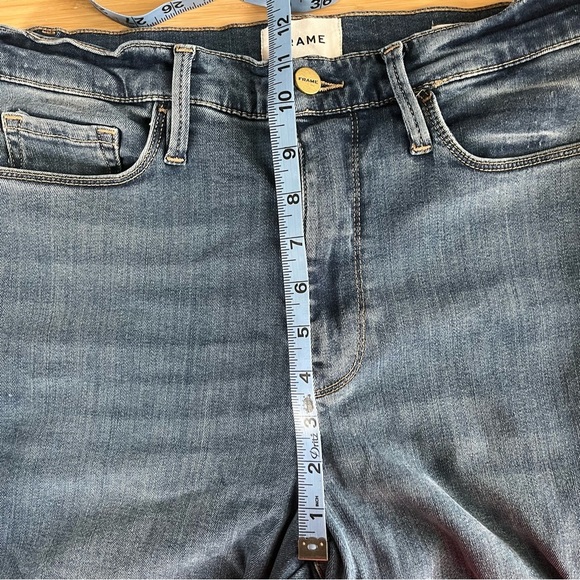 FRAME Le Sylvie Slender Straight Crop Denim Jeans w/ Frayed Raw Hem Size 28 - Picture 7 of 7